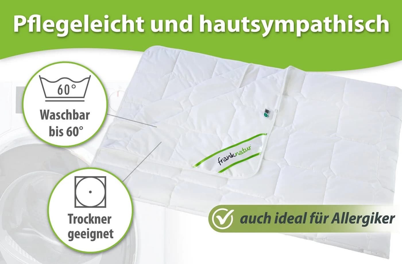 franknatur Sommer-Bettdecke Lyocell 100% Baumwolle Weiß - Bild 3