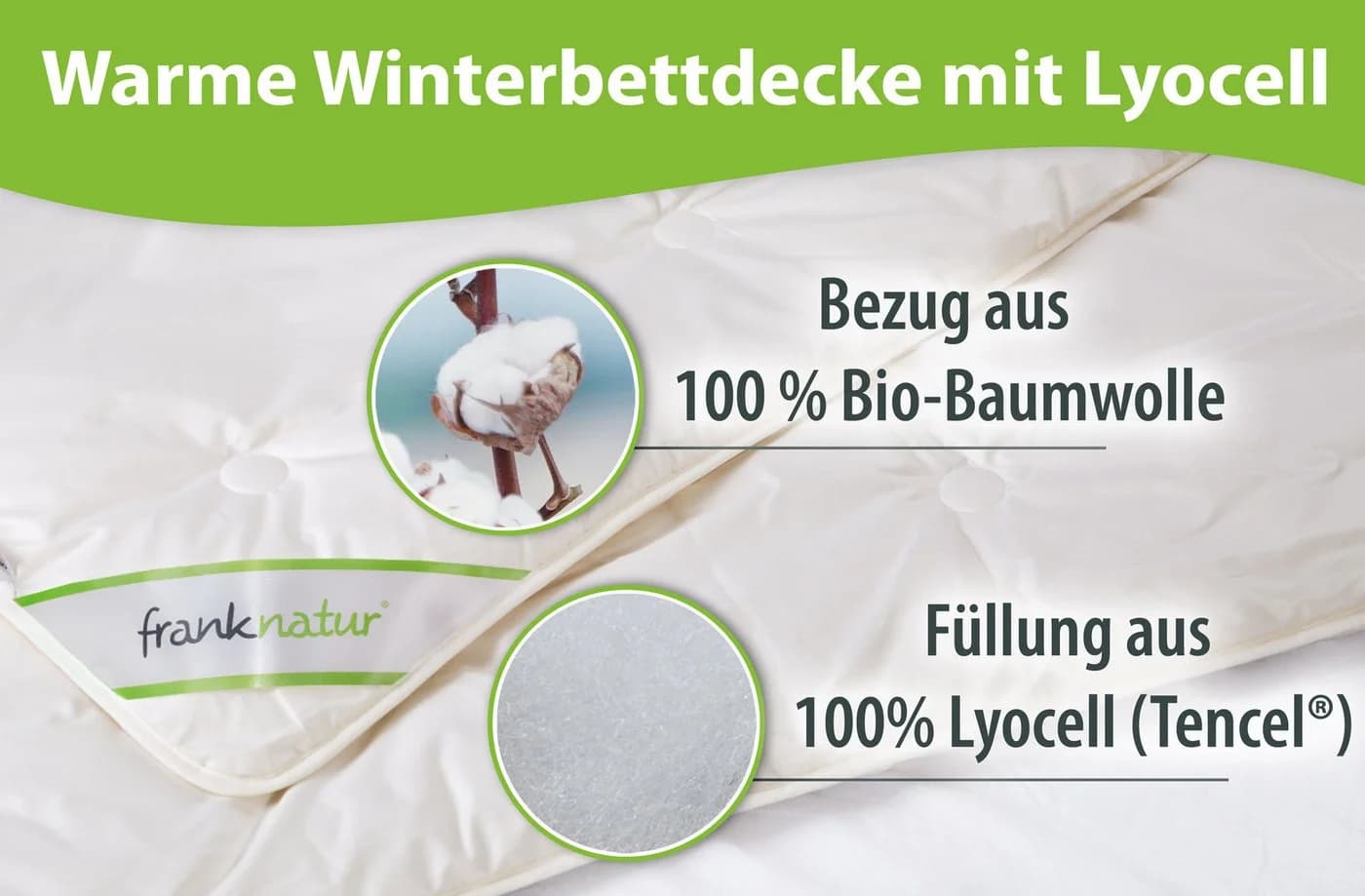 franknatur Winterdecke Lyocell Bio, 100% Baumwolle kbA, Beige
