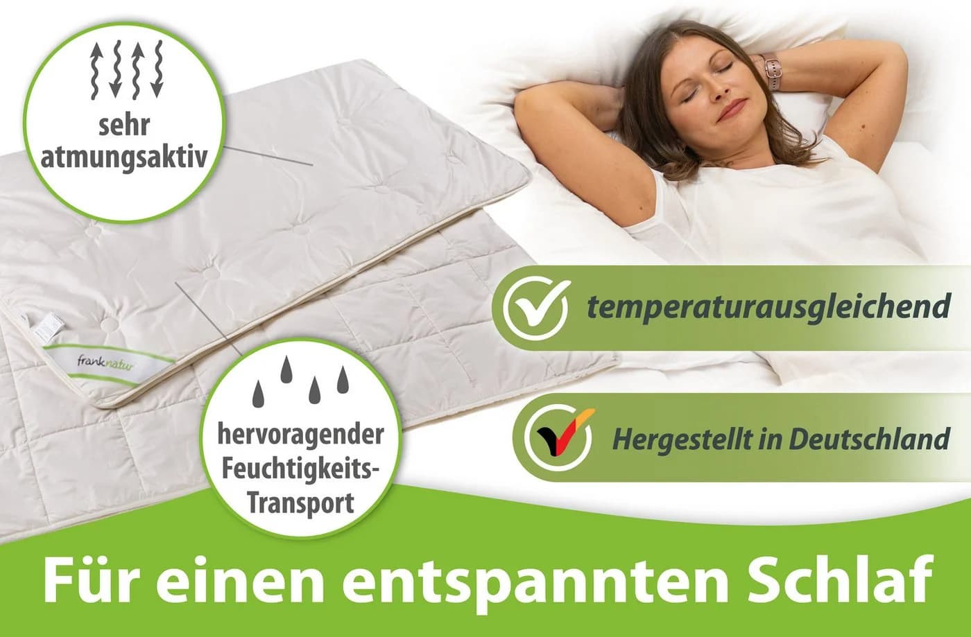 franknatur 4-Jahreszeiten-Decke Lyocell Bio, Füllung: 100% Lyocell/Tencel®, Bezug: 100% Baumwolle kbA, temperaturausgleichende Bettdecke - Bild 5