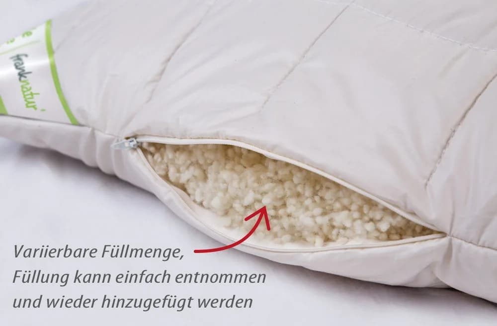 franknatur Kopfkissen Natalia 100% Schurwolle Baumwolle kbA - Bild 3