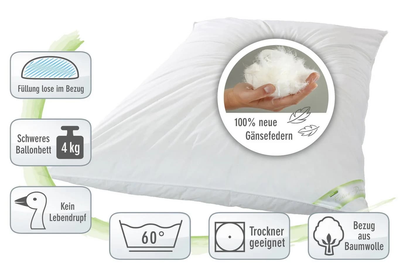 franknatur Federbettdecke Ballonbett 100% Federn 4kg