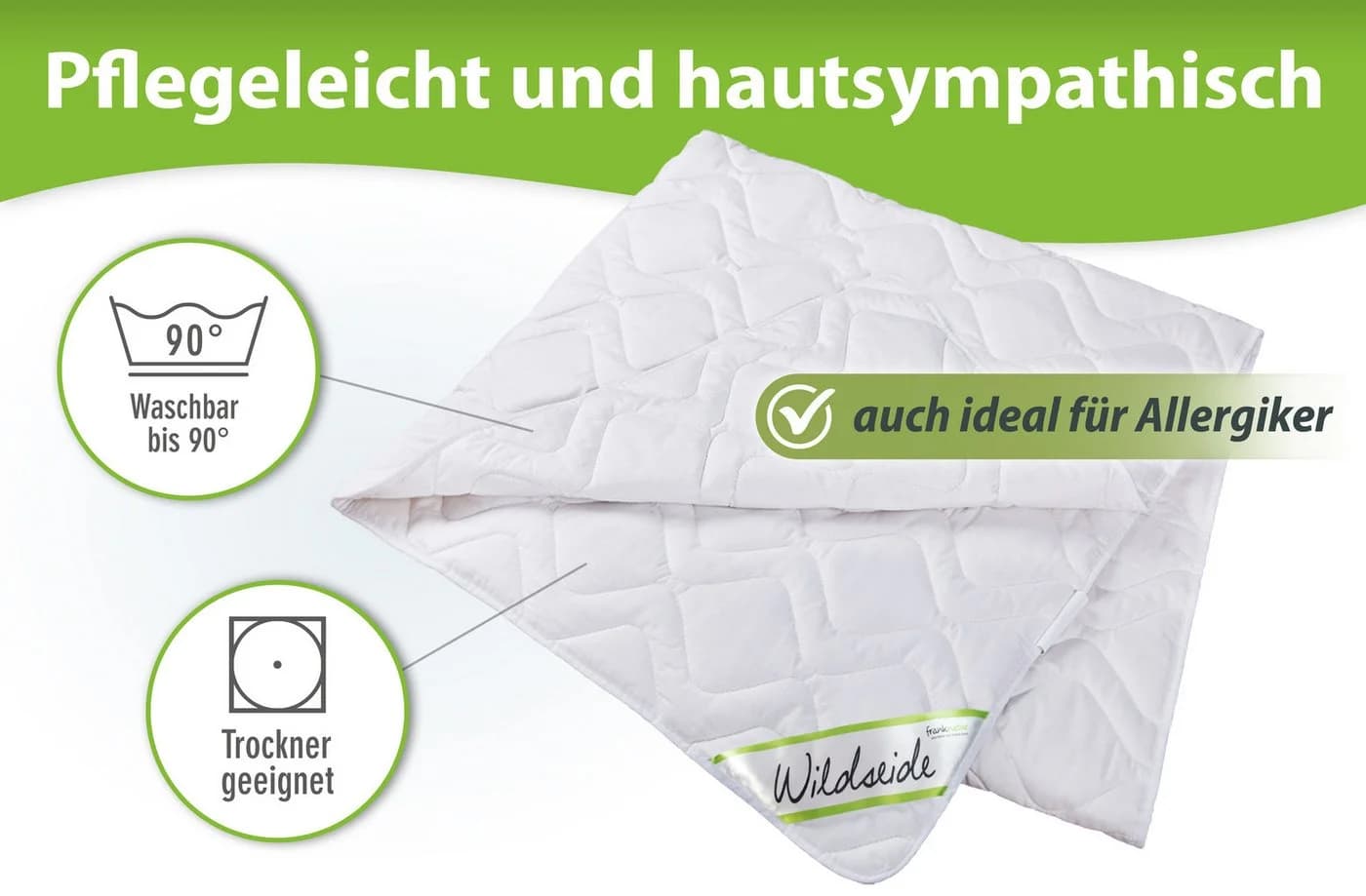 franknatur Naturfaserbettdecke Gabrina - 60% Seide 40% Baumwolle Sommerdecke - Bild 4