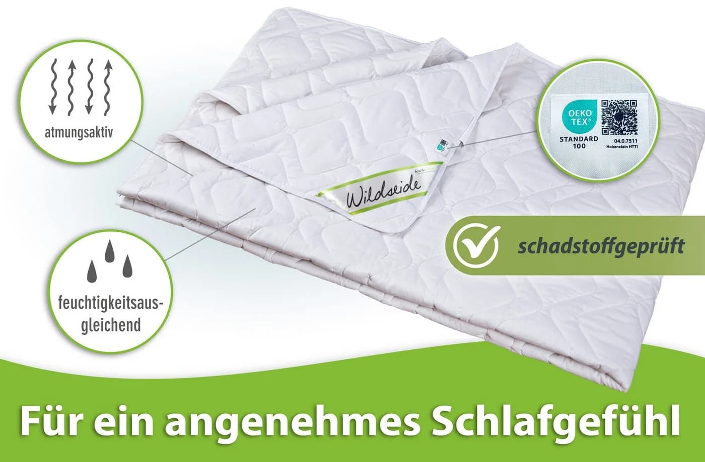 franknatur Naturfaserbettdecke Gabrina - 60% Seide 40% Baumwolle Sommerdecke - Bild 5