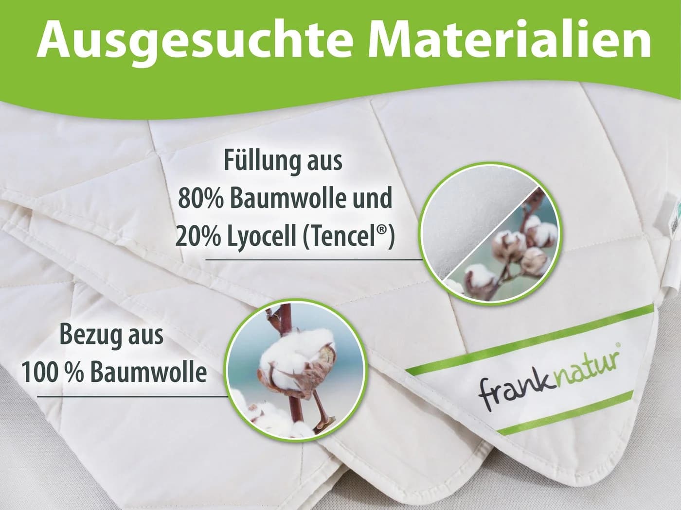 franknatur Naturfaserbettdecke Sommerdecke Baumwolle Lyocell