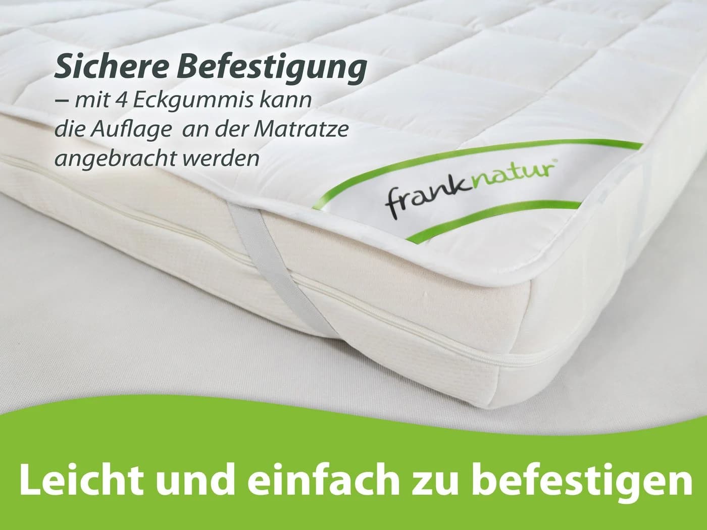 franknatur Topper Unterbett Baumwolle 100% Naturmaterial Weiß - Bild 3