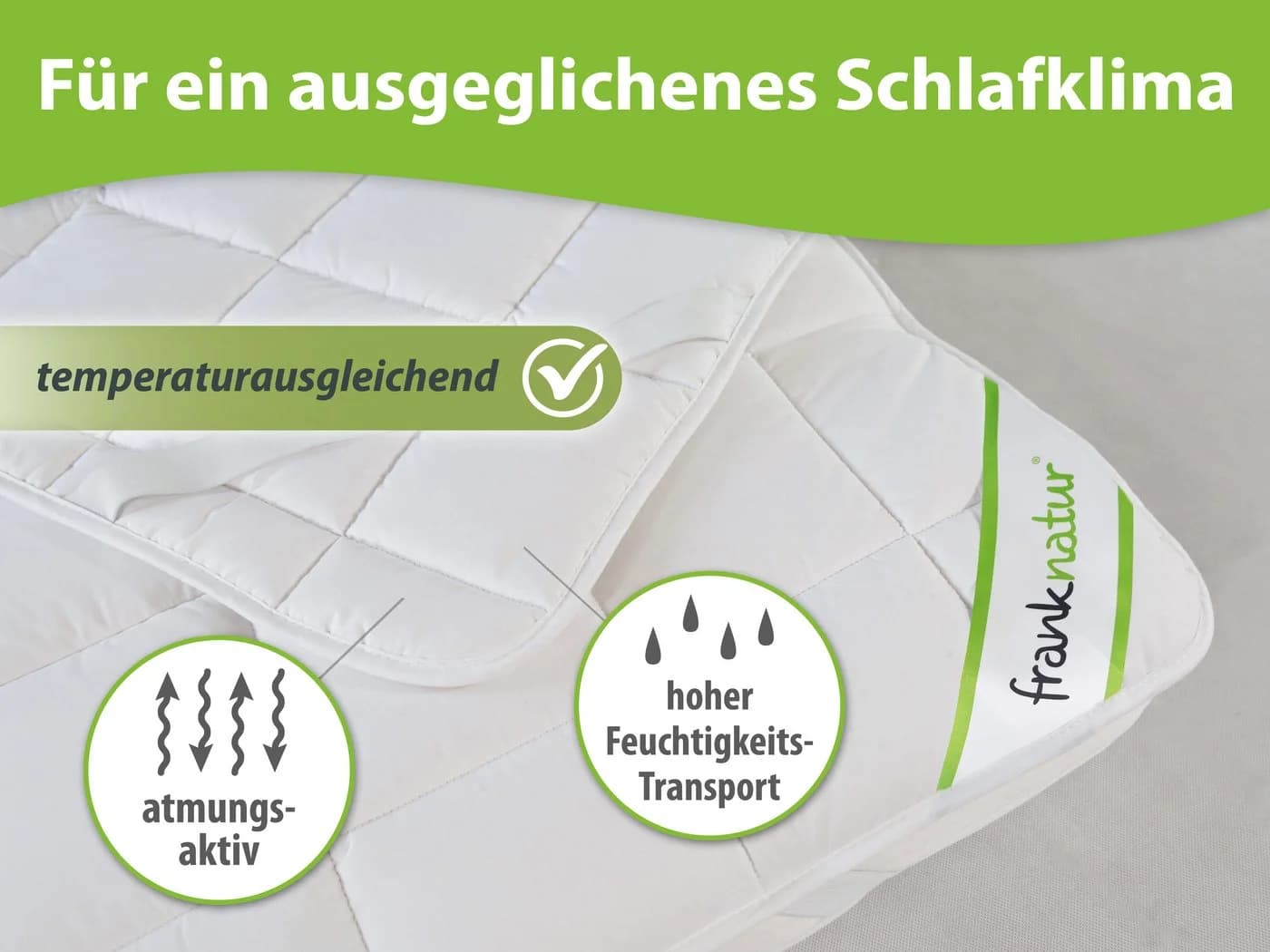 franknatur Topper Unterbett Baumwolle 100% Naturmaterial Weiß - Bild 4
