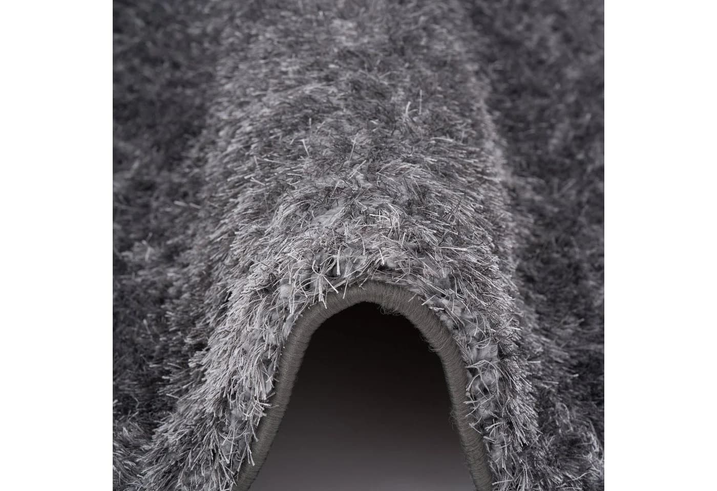 Snapstyle Hochflor-Teppich Shaggy Silber Rund 48mm Florhöhe - Bild 3