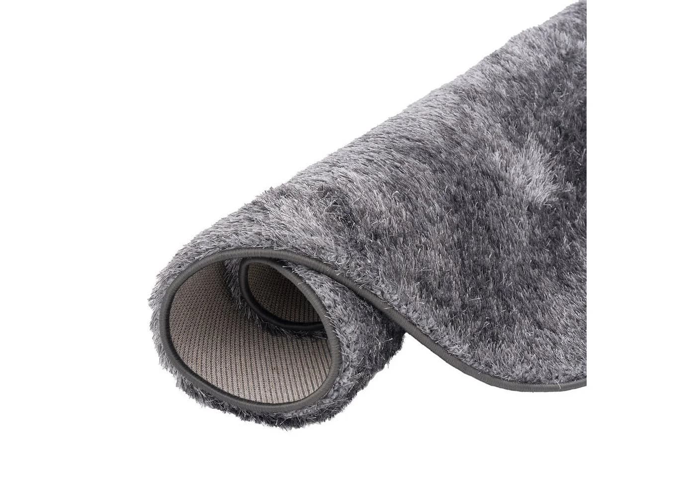 Snapstyle Hochflor-Teppich Shaggy Silber Rund 48mm Florhöhe - Bild 4