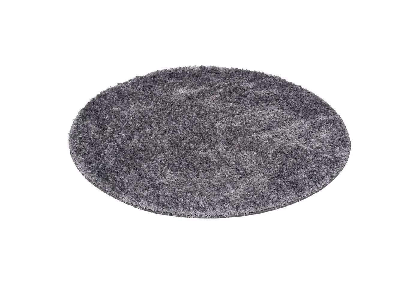Snapstyle Hochflor-Teppich Shaggy Silber Rund 48mm Florhöhe - Bild 5