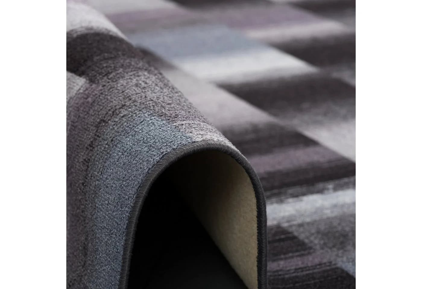 Snapstyle Designteppich Mystic Karo Blau Grau Velour - Bild 3