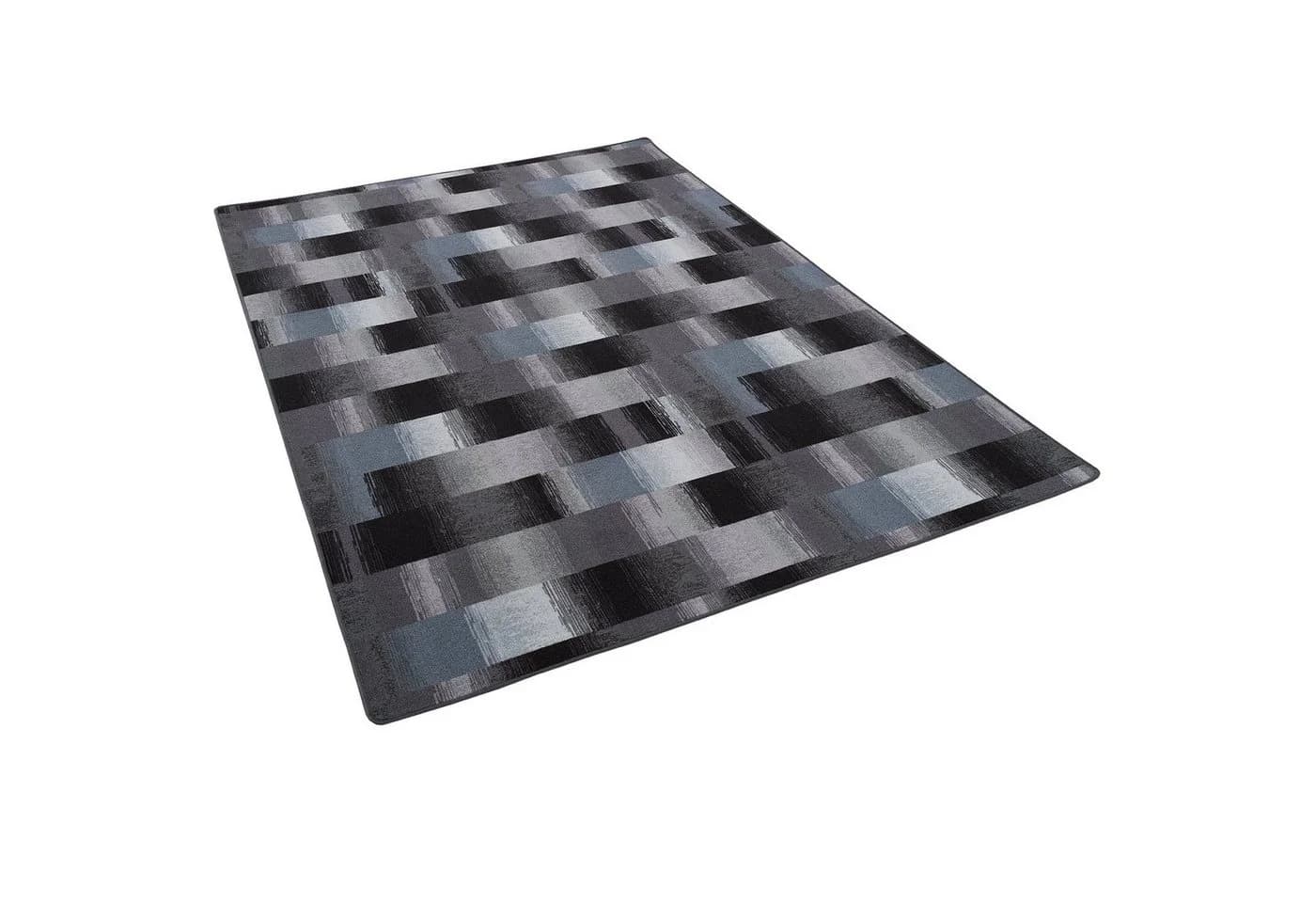 Snapstyle Designteppich Mystic Karo Blau Grau Velour - Bild 5