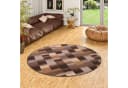 Snapstyle Designteppich Mystic Karo Rund Veloursteppich Braun Bild 2
