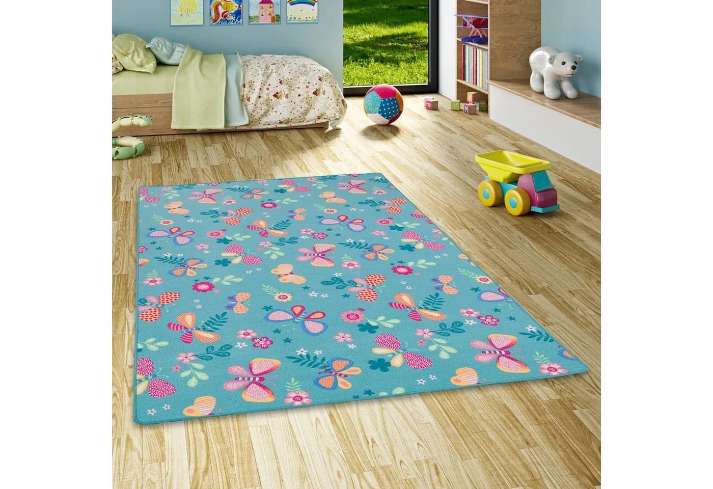 Snapstyle Kinderteppich Schmetterling Türkis Bunt - Bild 2