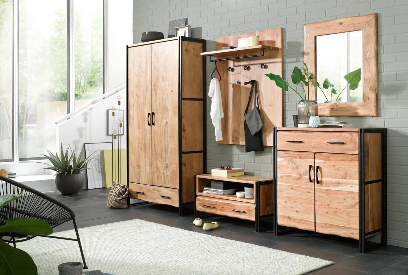 Quadrato Garderobenspiegel EDGE Braun Massivholz Glas