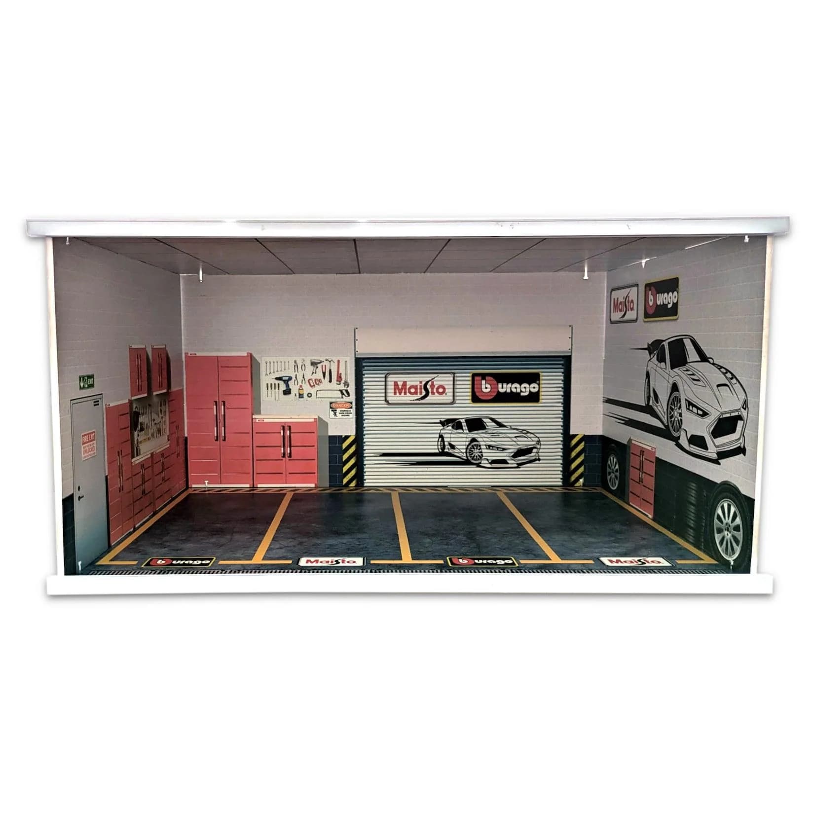 Bburago Light Box Display Werkstatt Diorama für Modellautos