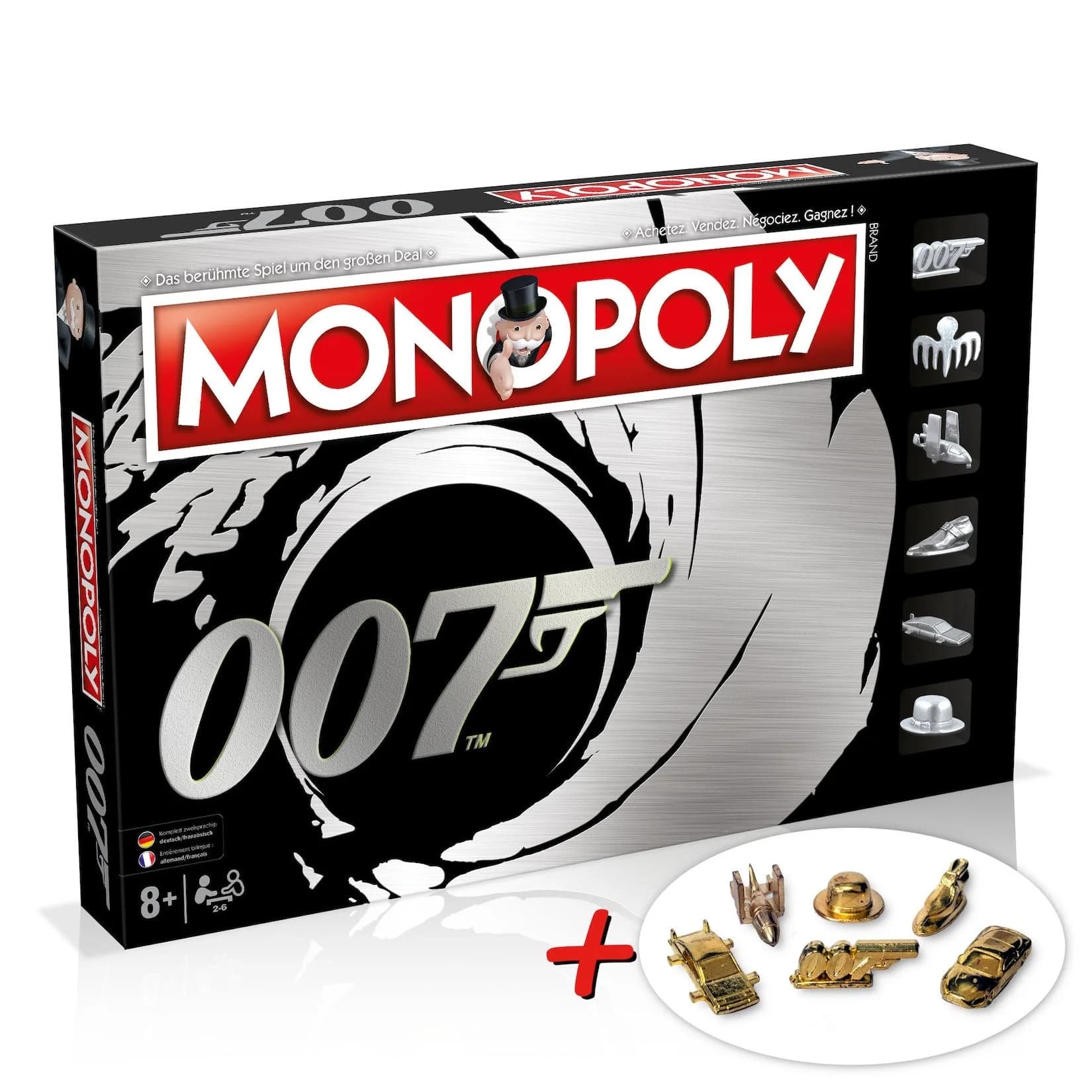 Winning Moves Monopoly James Bond Brettspiel mit 6 Extra Gold Spielfiguren