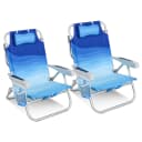 HOMECALL Klappstuhl Strandstuhl Leicht 2 St. Blau Aluminium Bild 1