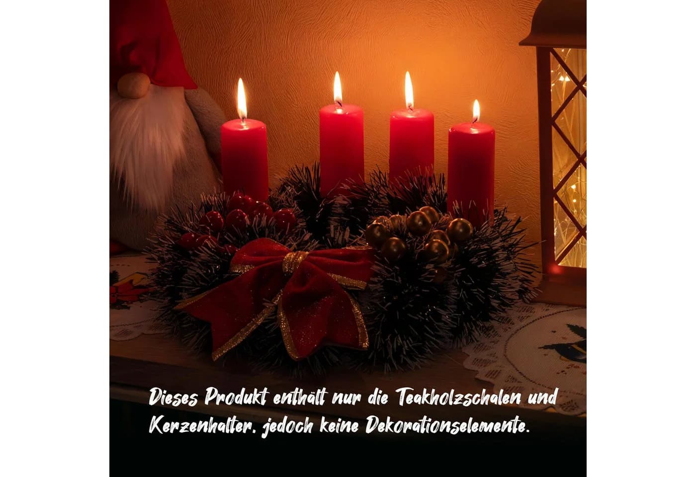 HOMECALL Dekoschale Adventskranz Teakholz Nachhaltig - Bild 4