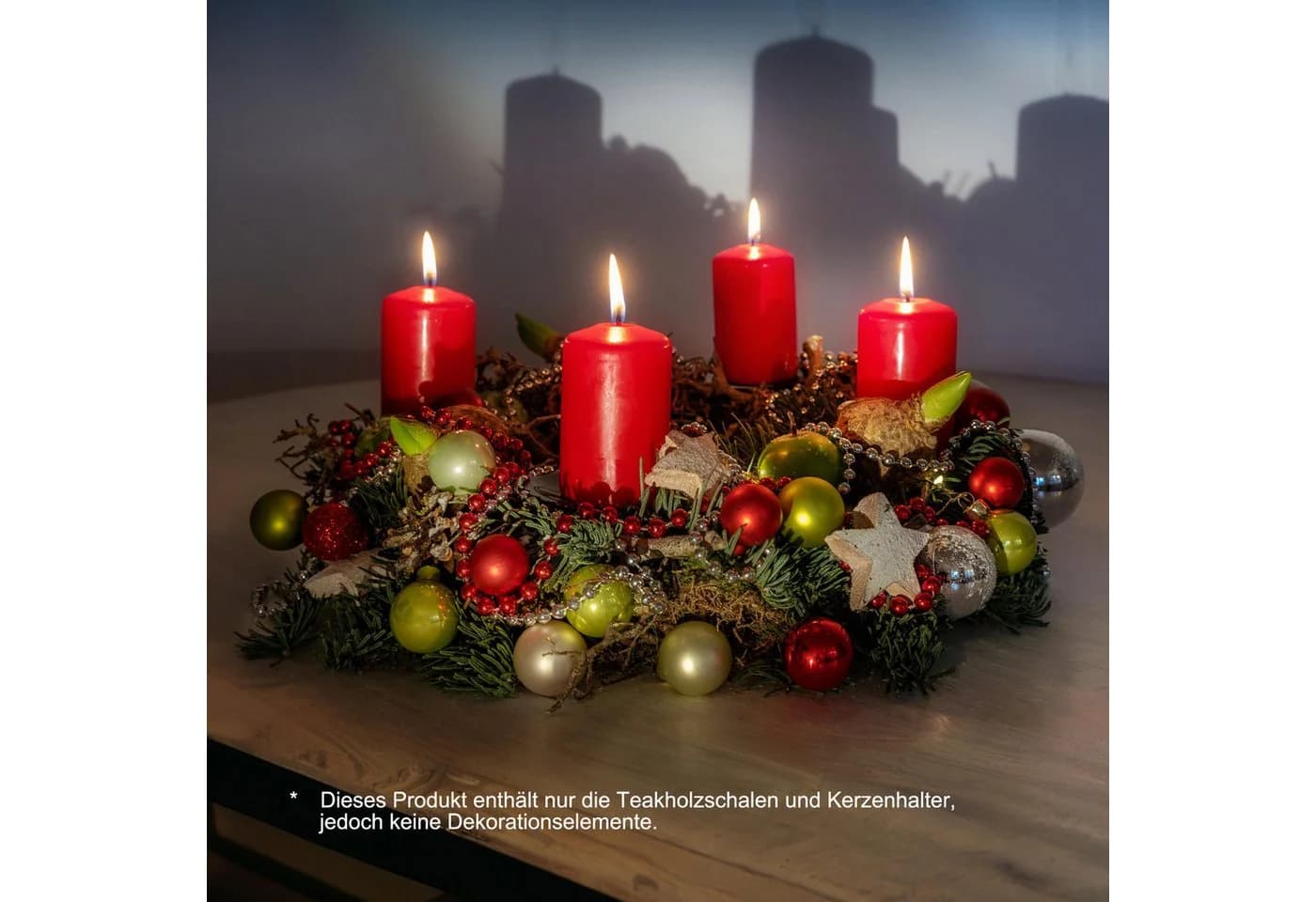 HOMECALL Dekoschale Adventskranz Teakholz Nachhaltig - Bild 5