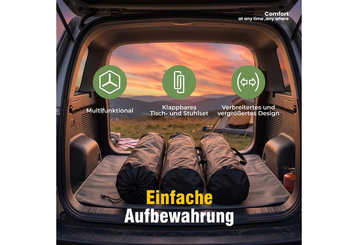 HOMECALL Campingstuhl und Tisch Set Schwarz Klappbar - Bild 5