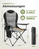 HOMECALL Campingstuhl Hochlehner Grau mit Lendenwirbelstütze Bild 1