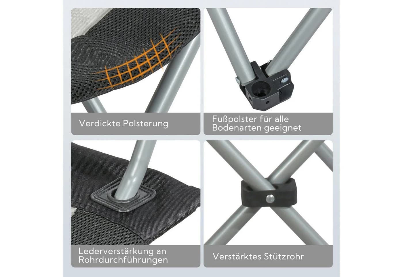 HOMECALL Campingstuhl Hochlehner Klappstuhl Gartenstuhl Angelstuhl mit angenehmer Polsterung - Bild 5