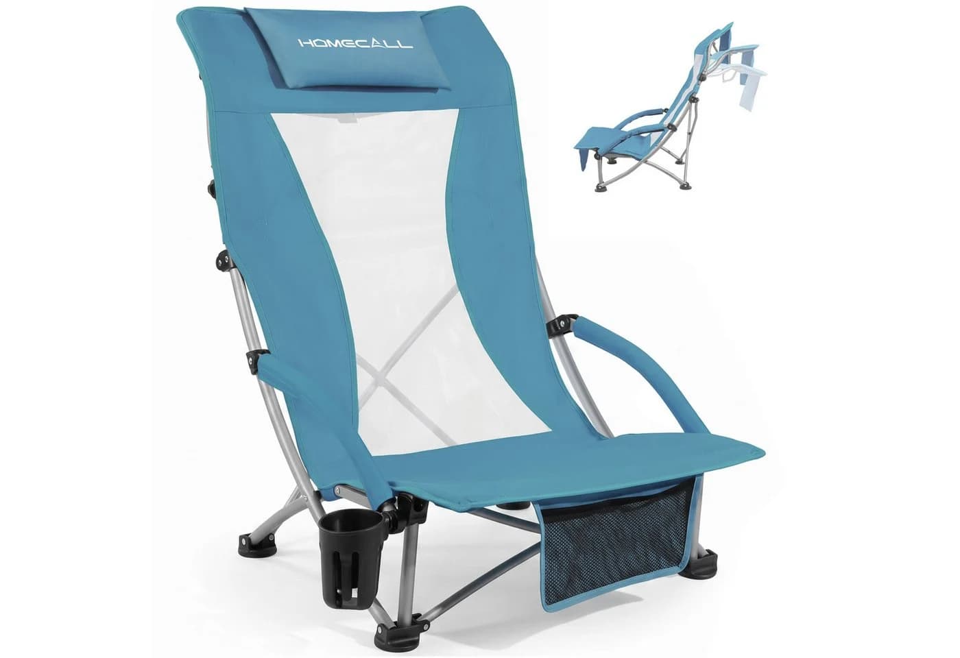HOMECALL Klappstuhl Strandliegestuhl Blau 600D Polyester klappbar - Bild 2