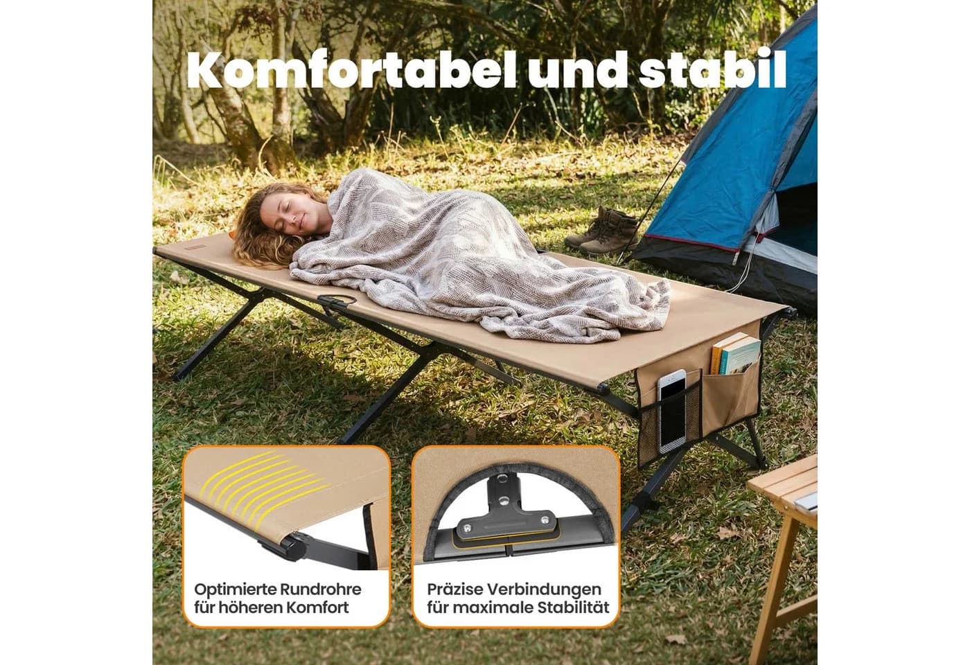 HOMECALL Klappbett Camping Feldbett 210x80 cm 240 kg Oxford-Gewebe - Bild 4