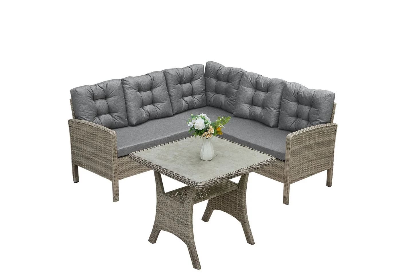 HOMECALL Gartenlounge-Set 5-6 Personen L-förmig mit Tisch - Bild 2