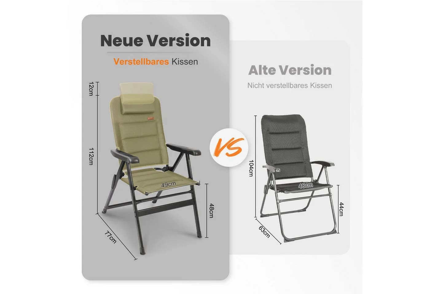 HOMECALL Klappstuhl Hochlehner Grün Gepolstert Faltstuhl mit verstellbarer Lehne - Bild 3