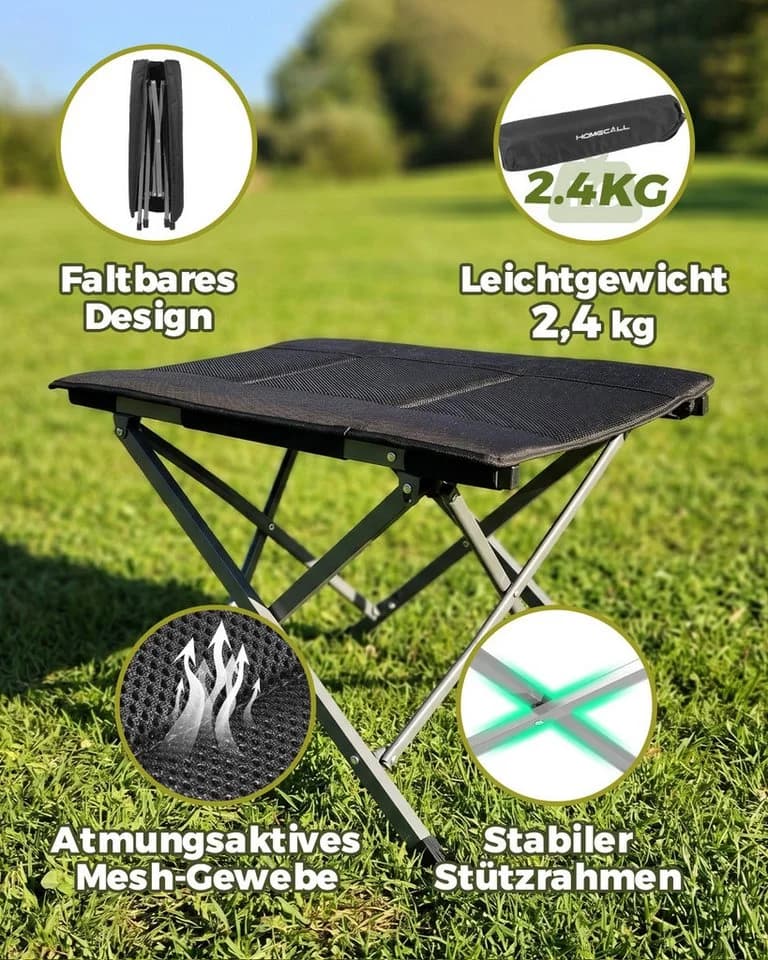 HOMECALL Klappfußhocker Schwarz Metall 3D-Netzgewebe - Bild 4