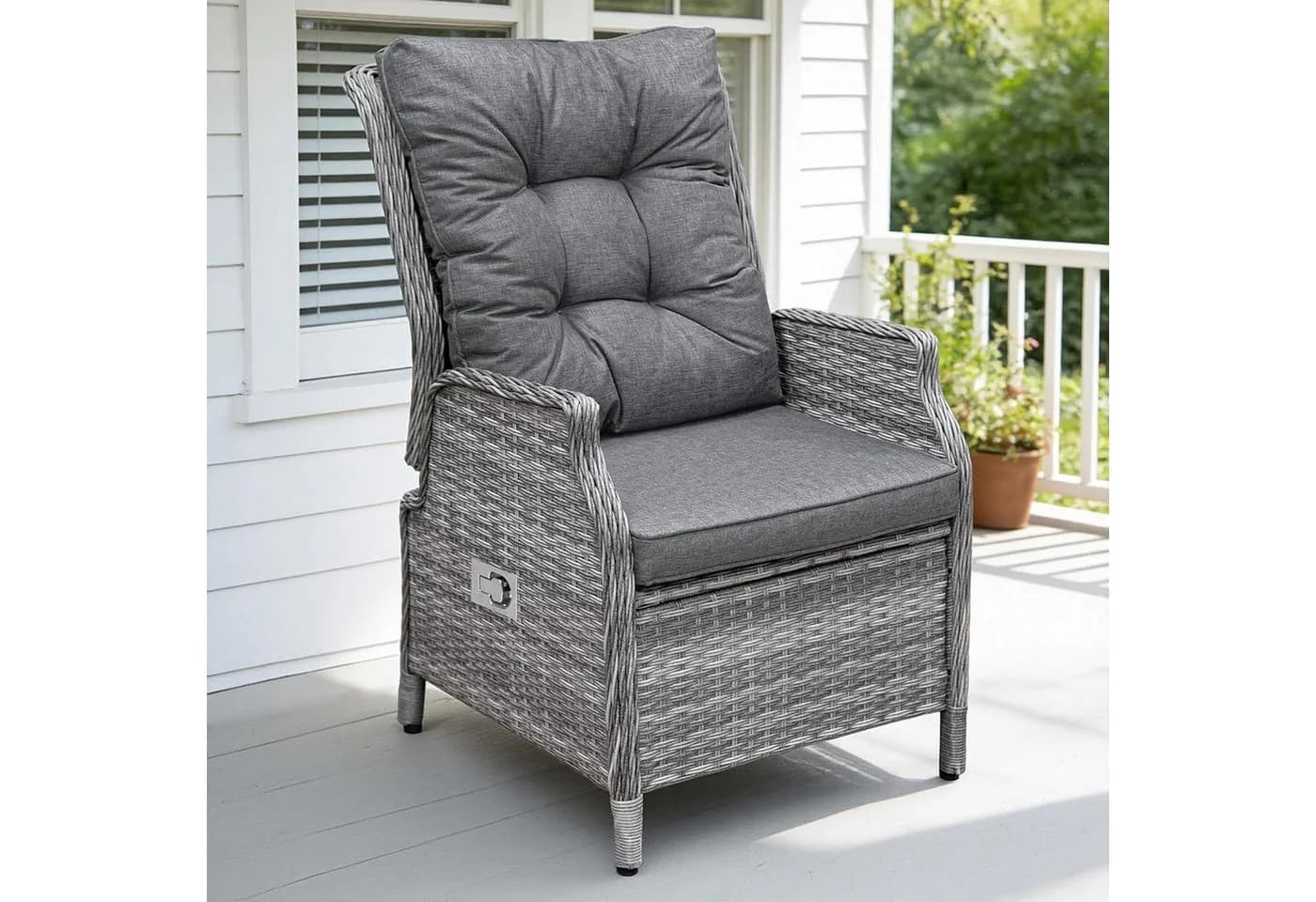 HOMECALL Esszimmerstuhl Rattan Gartensessel mit verstellbarer Rückenlehne - Bild 2