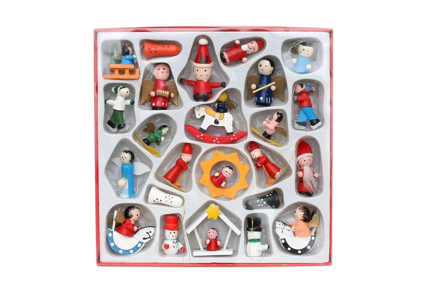 Dekohelden24 Christbaumschmuck Holz Baumbehang 24er Set
