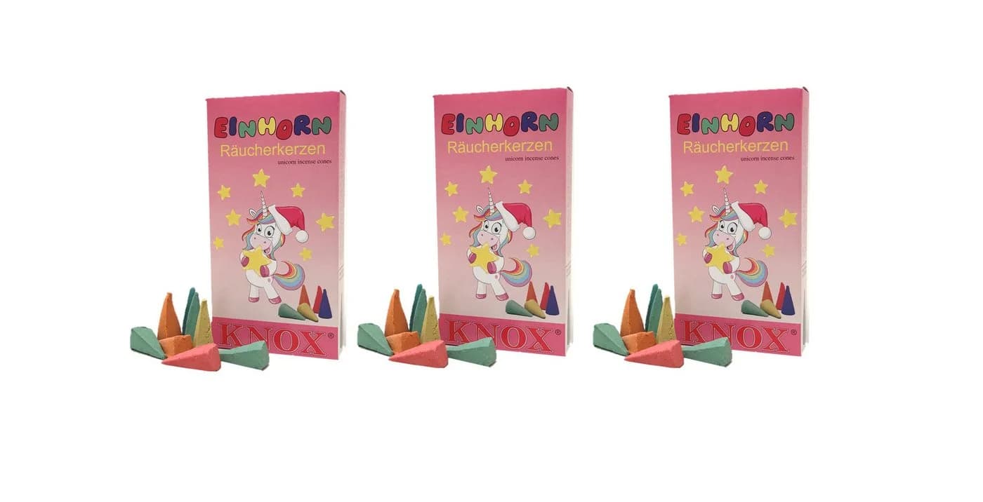 KNOX Duftkerzen 3er Set Einhornduft - 24 Räucherkerzen Fruchtig Süß