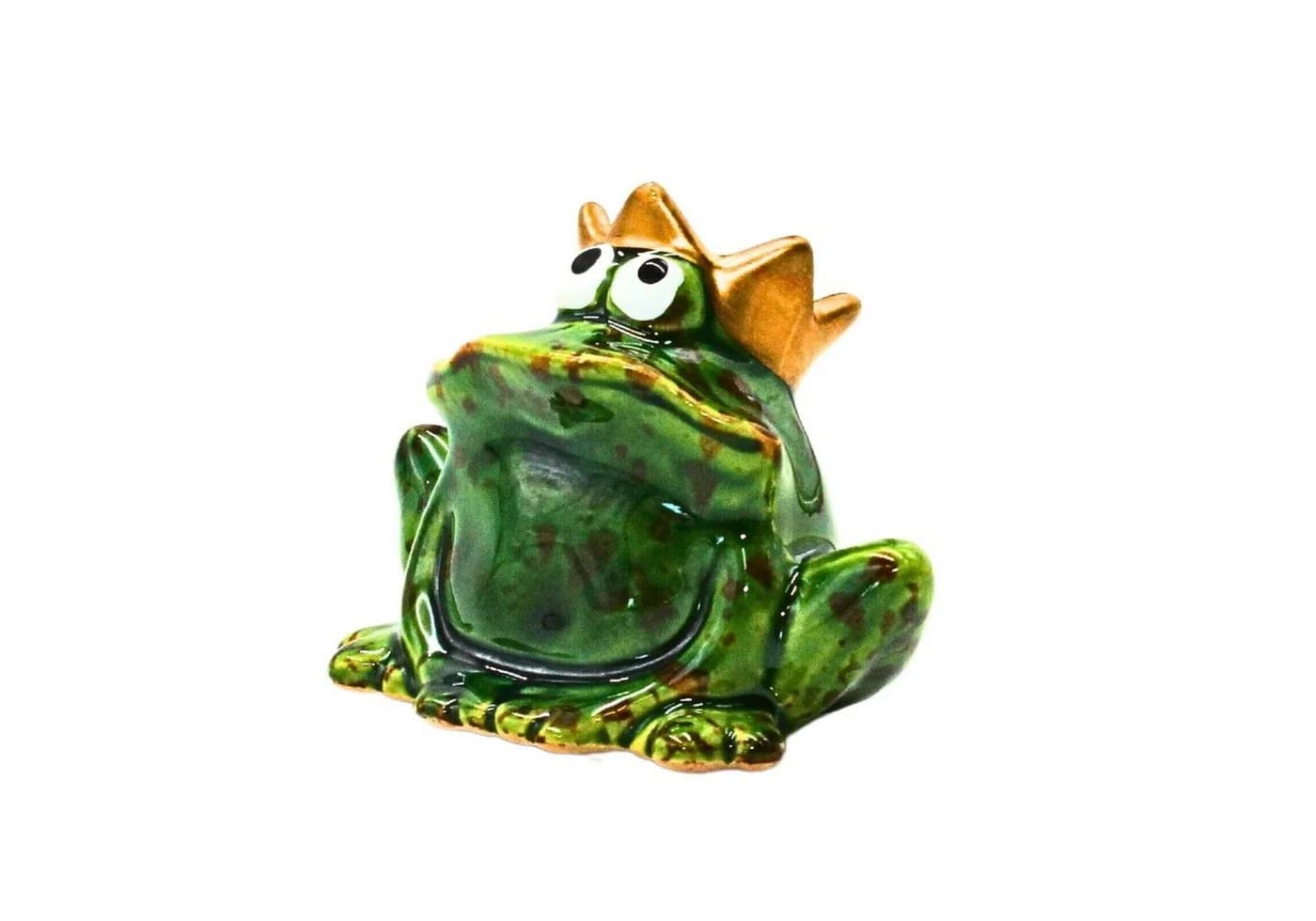 Dekohelden24 Deko-Frosch mit goldener Krone Keramik Gartenfigur