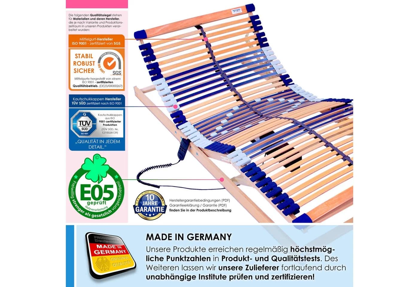 Schlummerparadies Lattenrost mit Motor Comfort 44® Motorisch Verstellbar - Bild 3