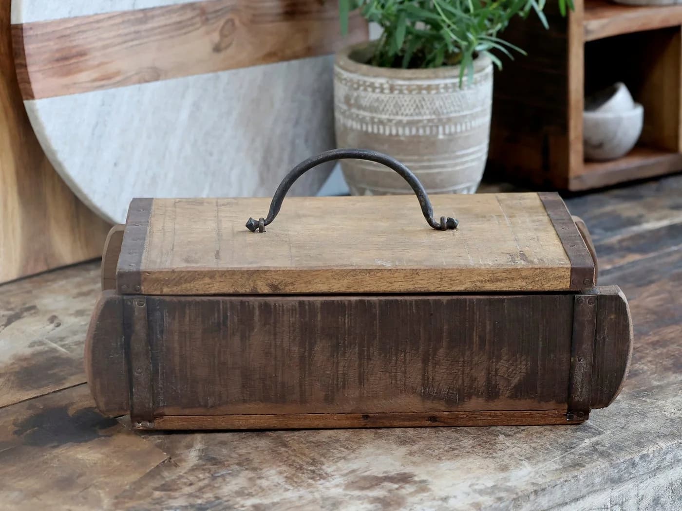 Chic Antique Grimaud Ziegelform Holz Metall Braun