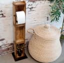 Chic Antique Toilettenpapierhalter Ziegelform Braun Holz Metall Bild 1