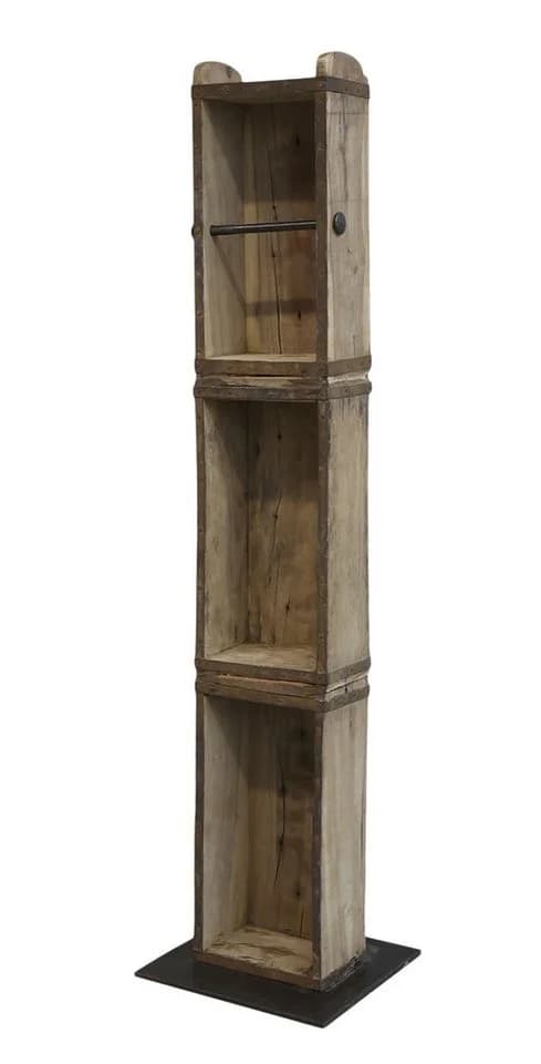 Chic Antique Toilettenpapierhalter Ziegelform Braun Holz Metall - Bild 2