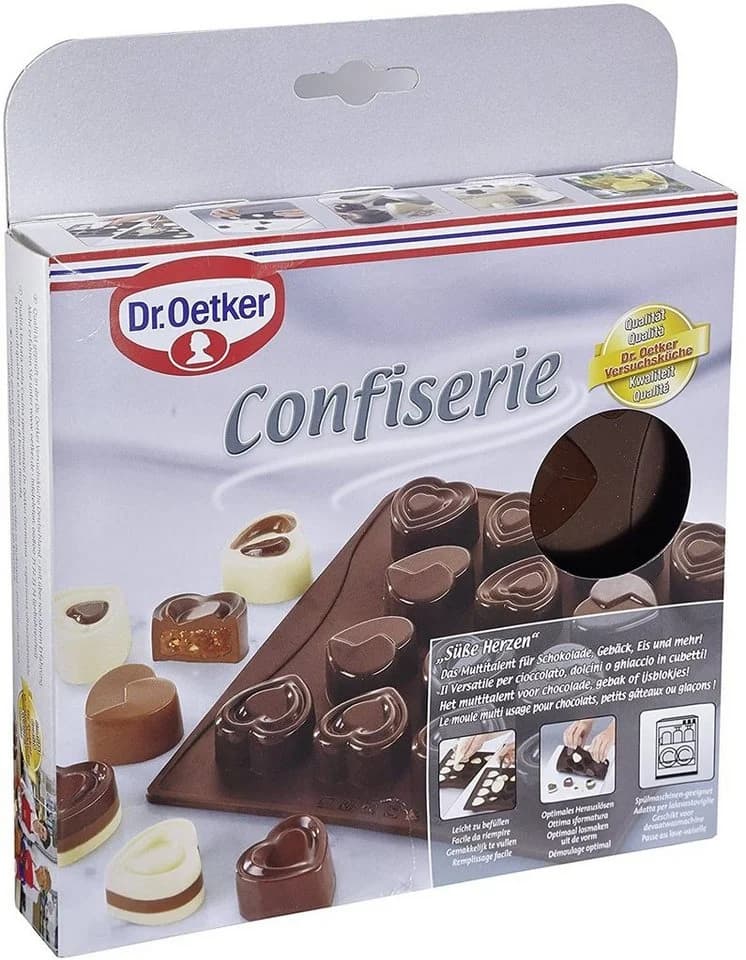 Dr. Oetker Schokoladenform Süße Herzen Braun Silikon 14 Motive - Bild 2