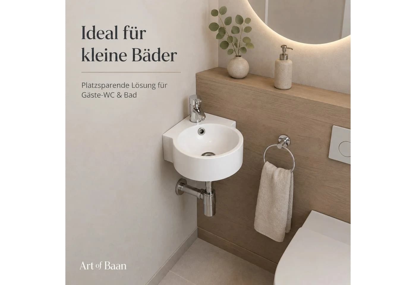 ART OF BAAN Eckwaschbecken weiß Keramik Hochglanz - Bild 3