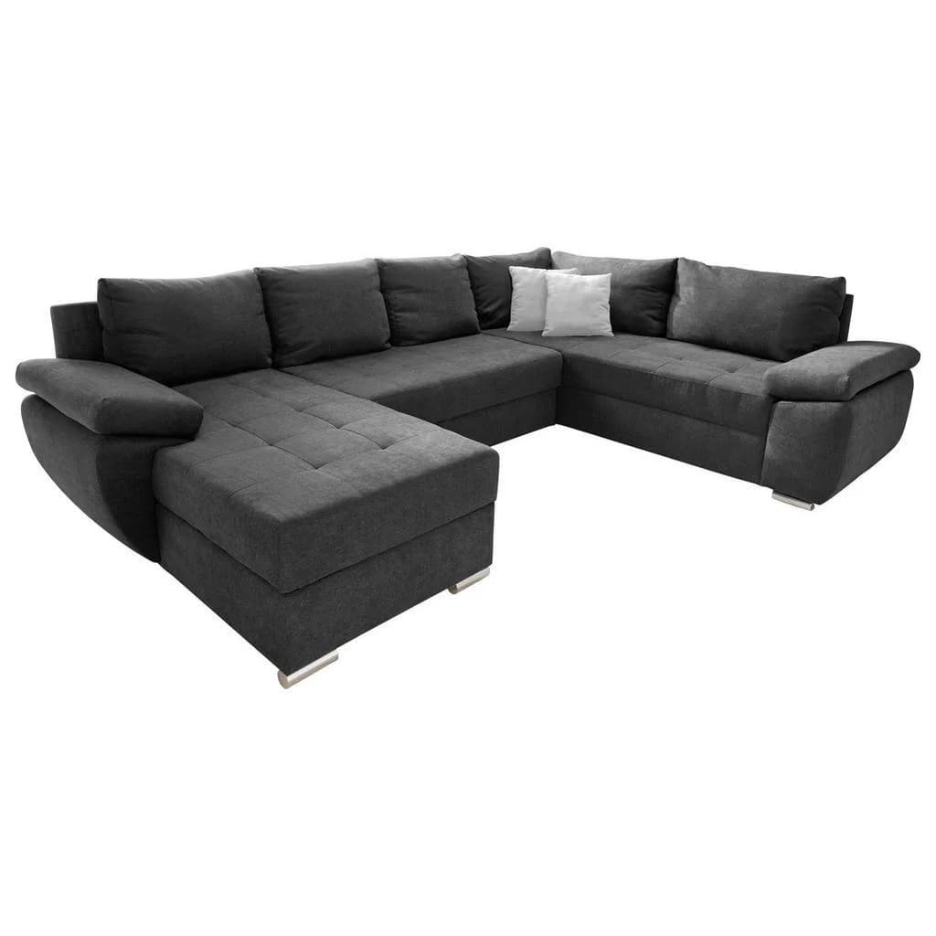 Livetastic Wohnlandschaft Anthrazit 5-Sitzer U-Form