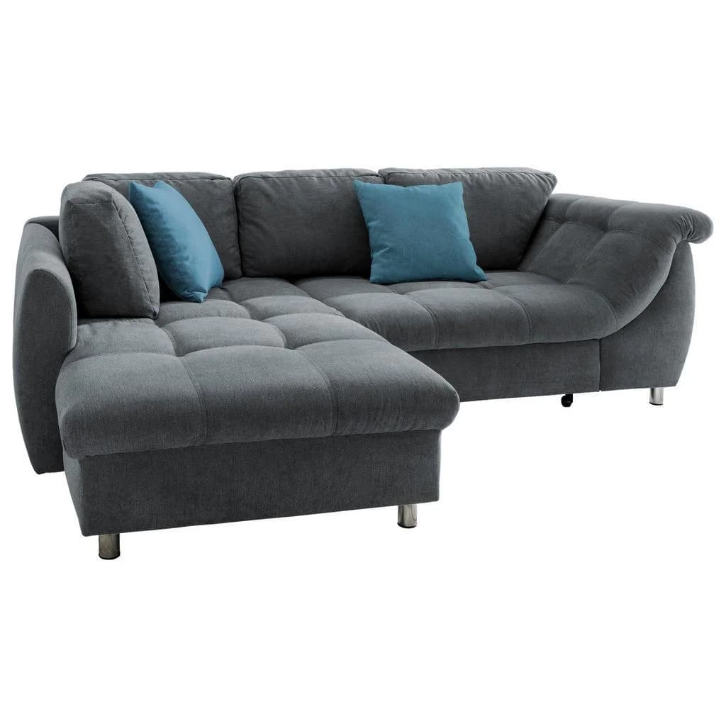 Livetastic Ecksofa Anthrazit Blau 3-Sitzer Schaumstoffpolsterung