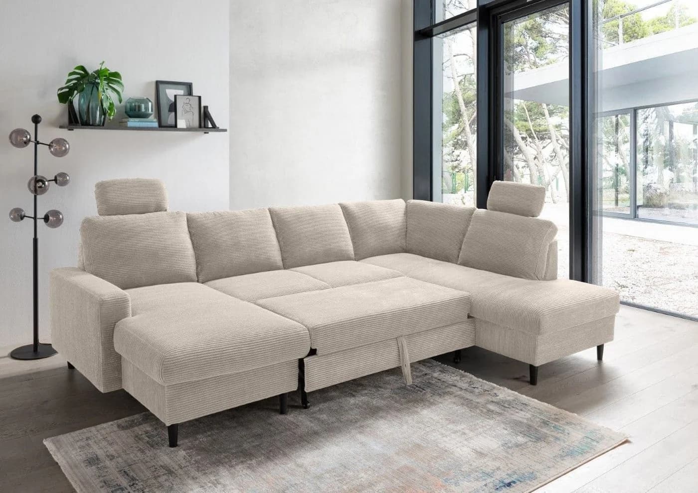 Myhomelando Wohnlandschaft Peso mit Schlaffunktion Grau