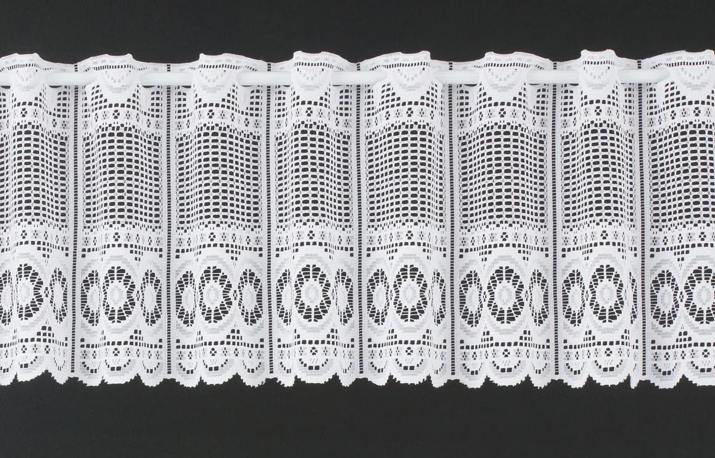 Gardinen Kranzusch Scheibengardine Jacquard gebogt Abschluss Stangendurchzug transparent - Bild 2