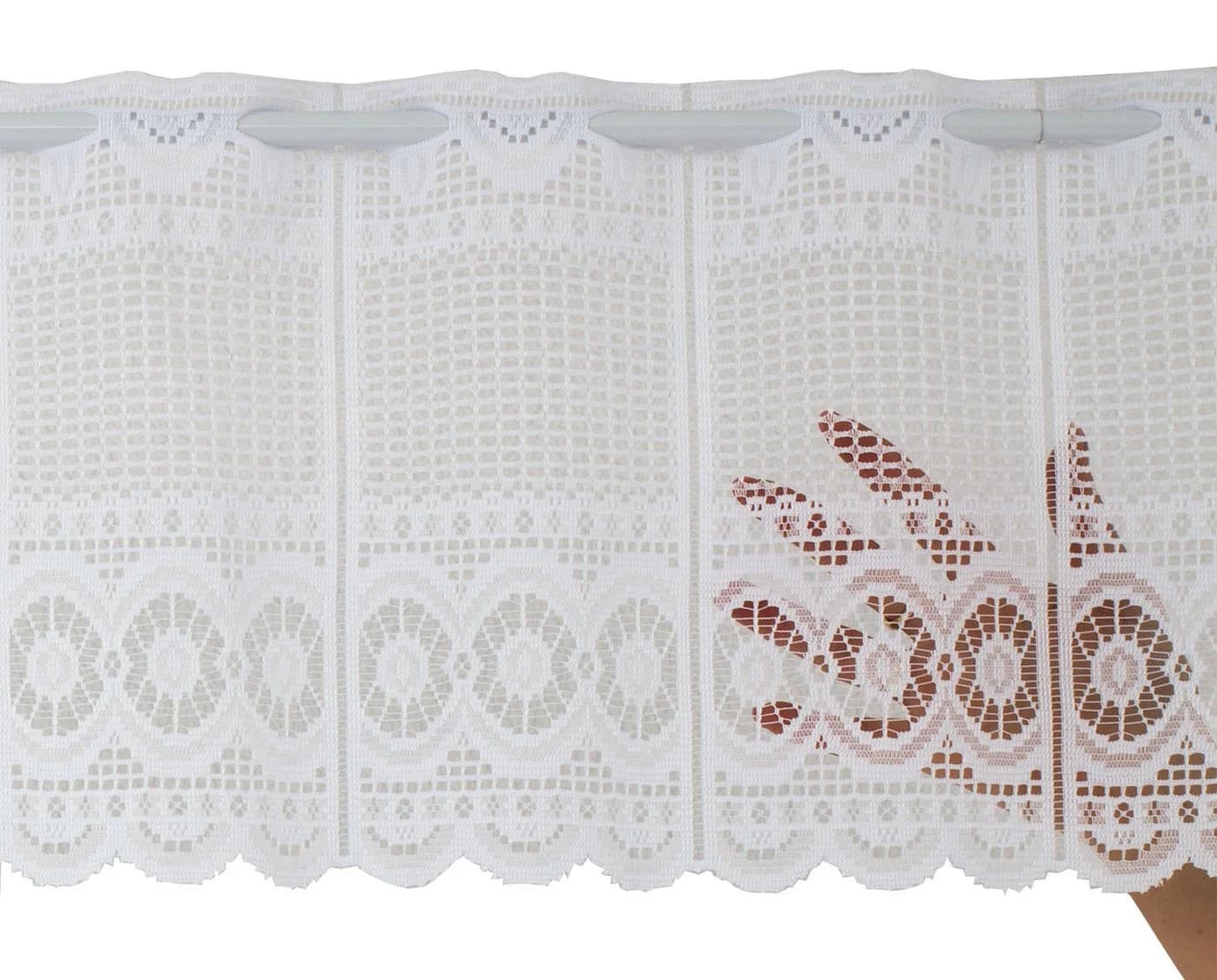 Gardinen Kranzusch Scheibengardine Jacquard gebogt Abschluss Stangendurchzug transparent - Bild 4