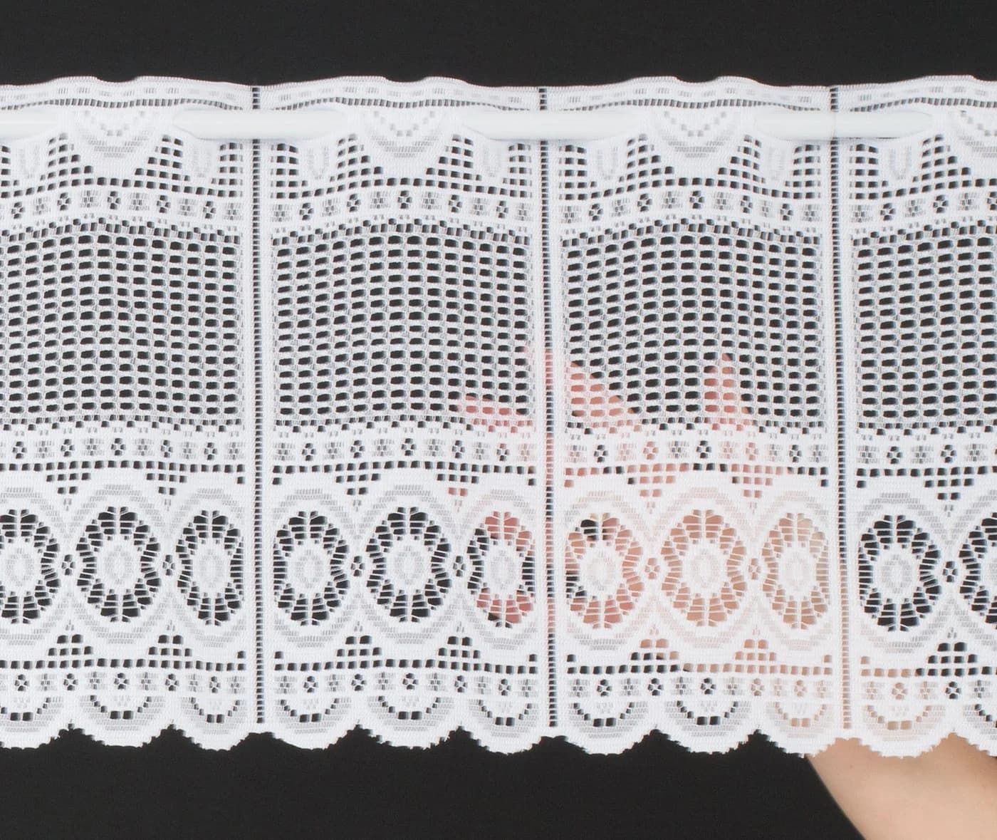 Gardinen Kranzusch Scheibengardine Jacquard gebogt Abschluss Stangendurchzug transparent - Bild 5