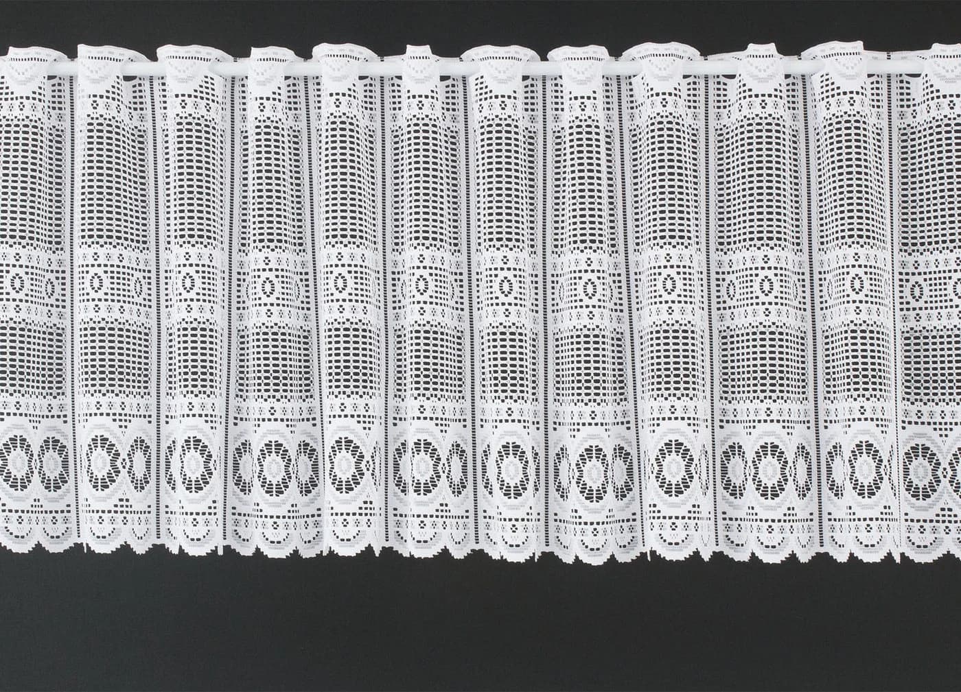 Gardinen Kranzusch Scheibengardine Jacquard gebogt Abschluss Stangendurchzug transparent - Bild 2