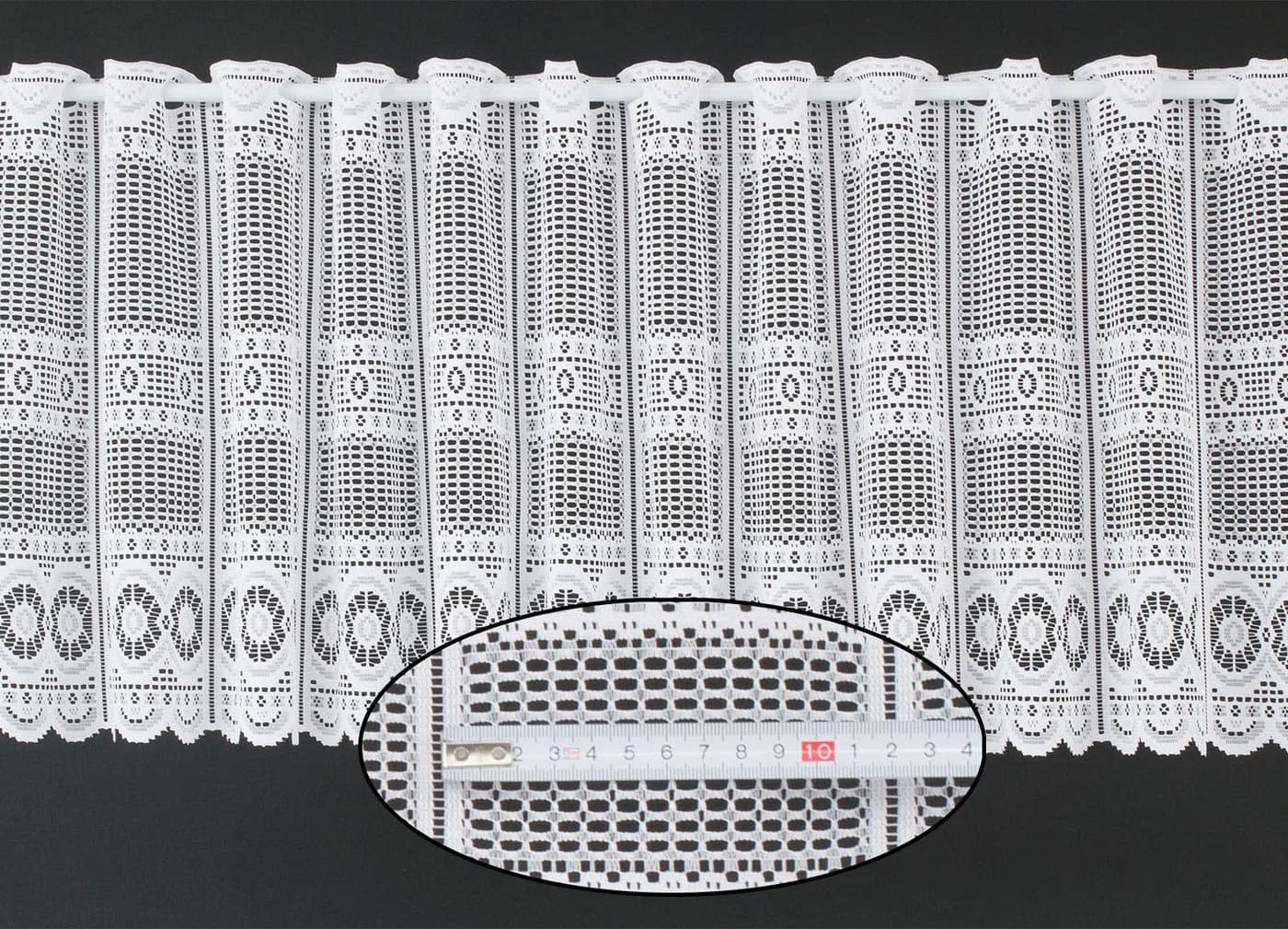 Gardinen Kranzusch Scheibengardine Jacquard gebogt Abschluss Stangendurchzug transparent - Bild 3