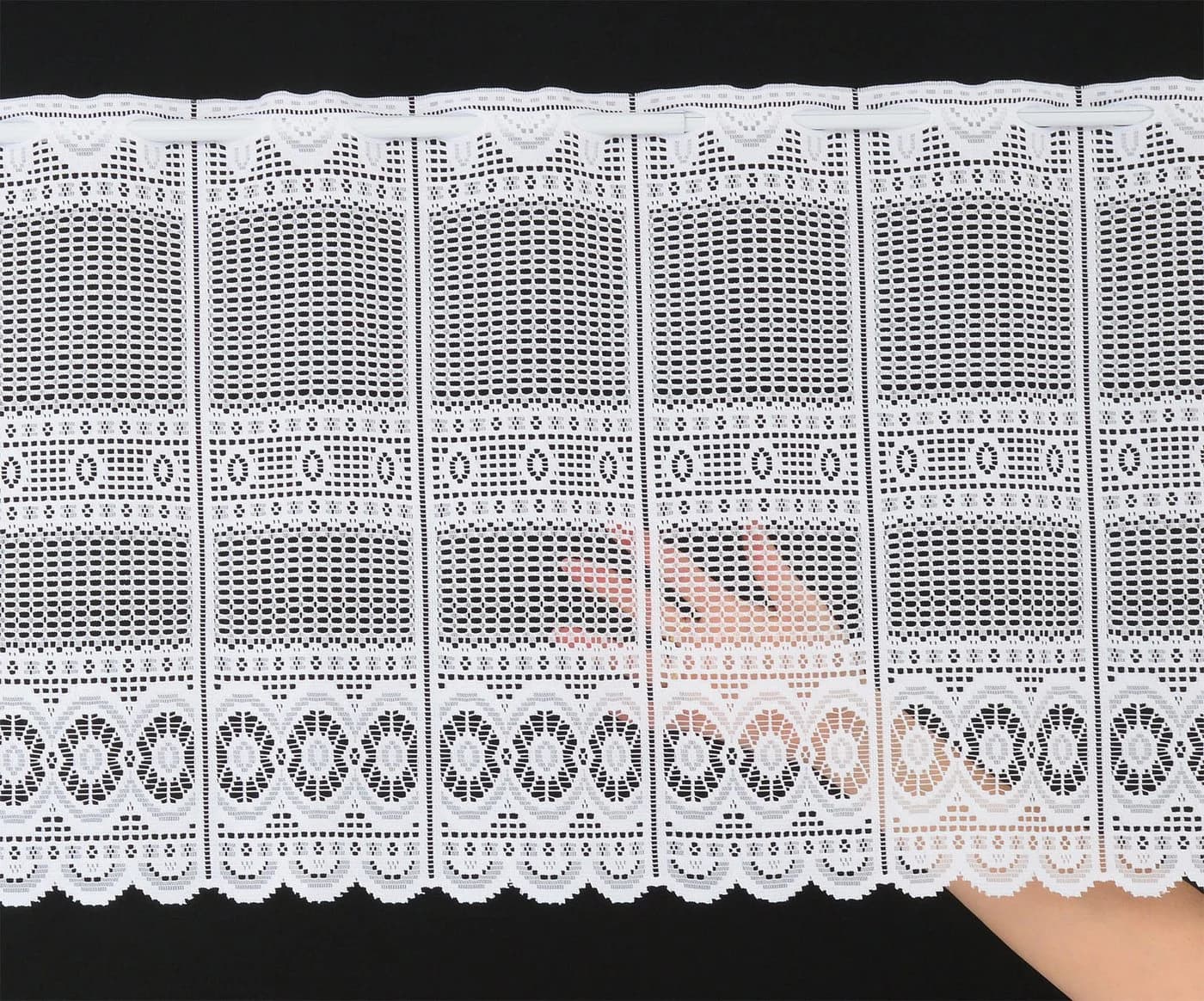 Gardinen Kranzusch Scheibengardine Jacquard gebogt Abschluss Stangendurchzug transparent - Bild 4